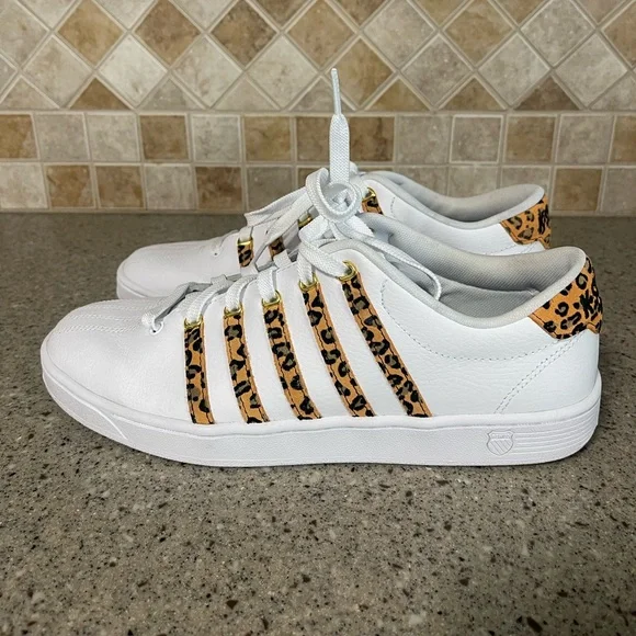 K Swiss Women’s Court Pro II Court White/Leopard Sneaker Size 11 - Picture 2 of 9